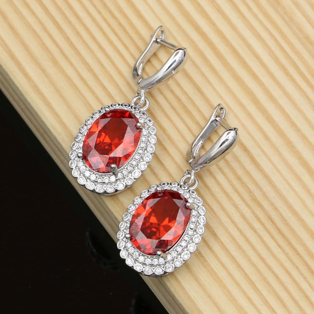 Pendientes colgantes de circonia cúbica para mujer, aretes de plata 925, para , Joyería Moderna: Rojo