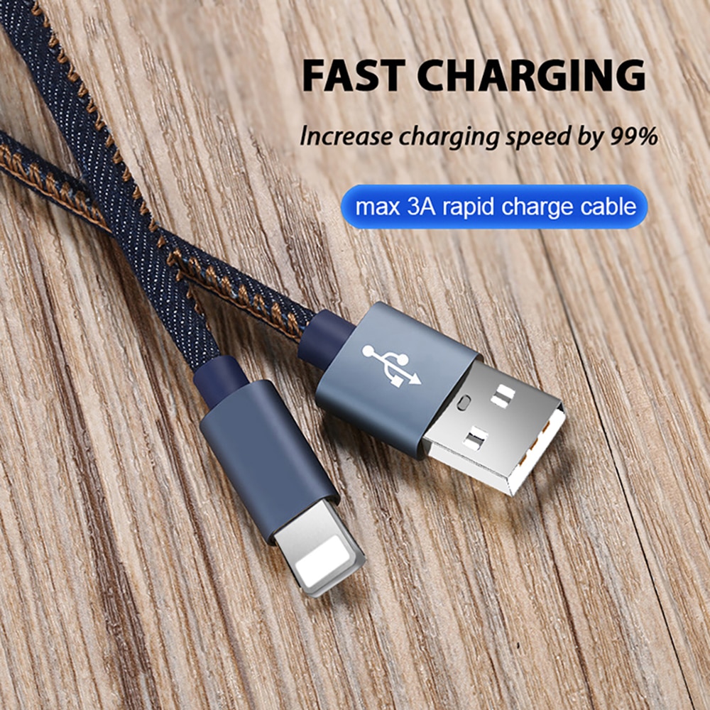 Uitstekende Denim Kabel Snelle Oplaadkabel Solide En Duurzaam Voor Iphone 11 X Xs Max Pro 8 7 6 6S Plus 5 Se Voor Iso Ipad Lader