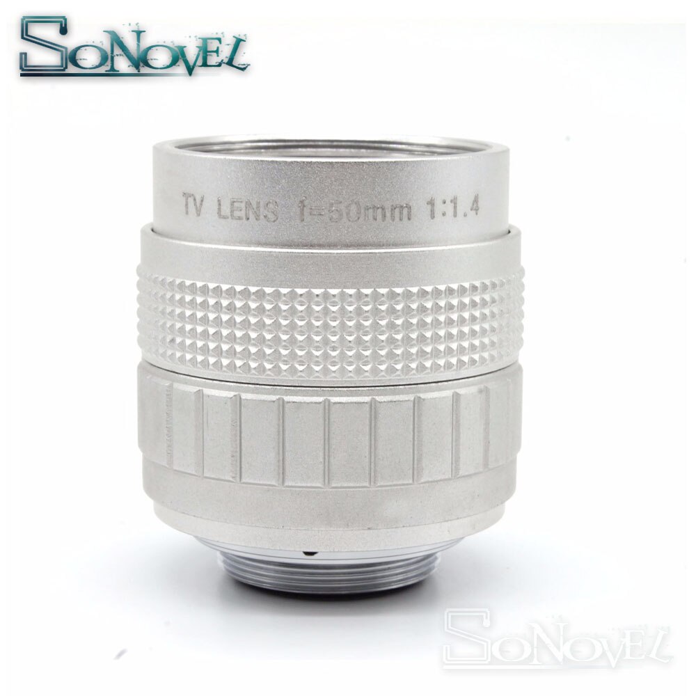 Silver 50mm F1.4 CCTV TV Movie lens+C Mount+Macro ring+Lens hood for SONY E Mount A6500 A6300 A6100 A3500 NEX Series Camera