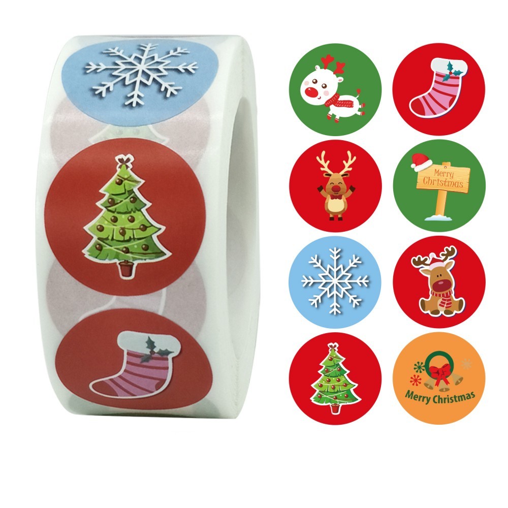 50-500Pcs Cartoon Merry Christmas Tree Label kids Stickers for Package Wrapping Festival Party Baking Paper Seal Stickers