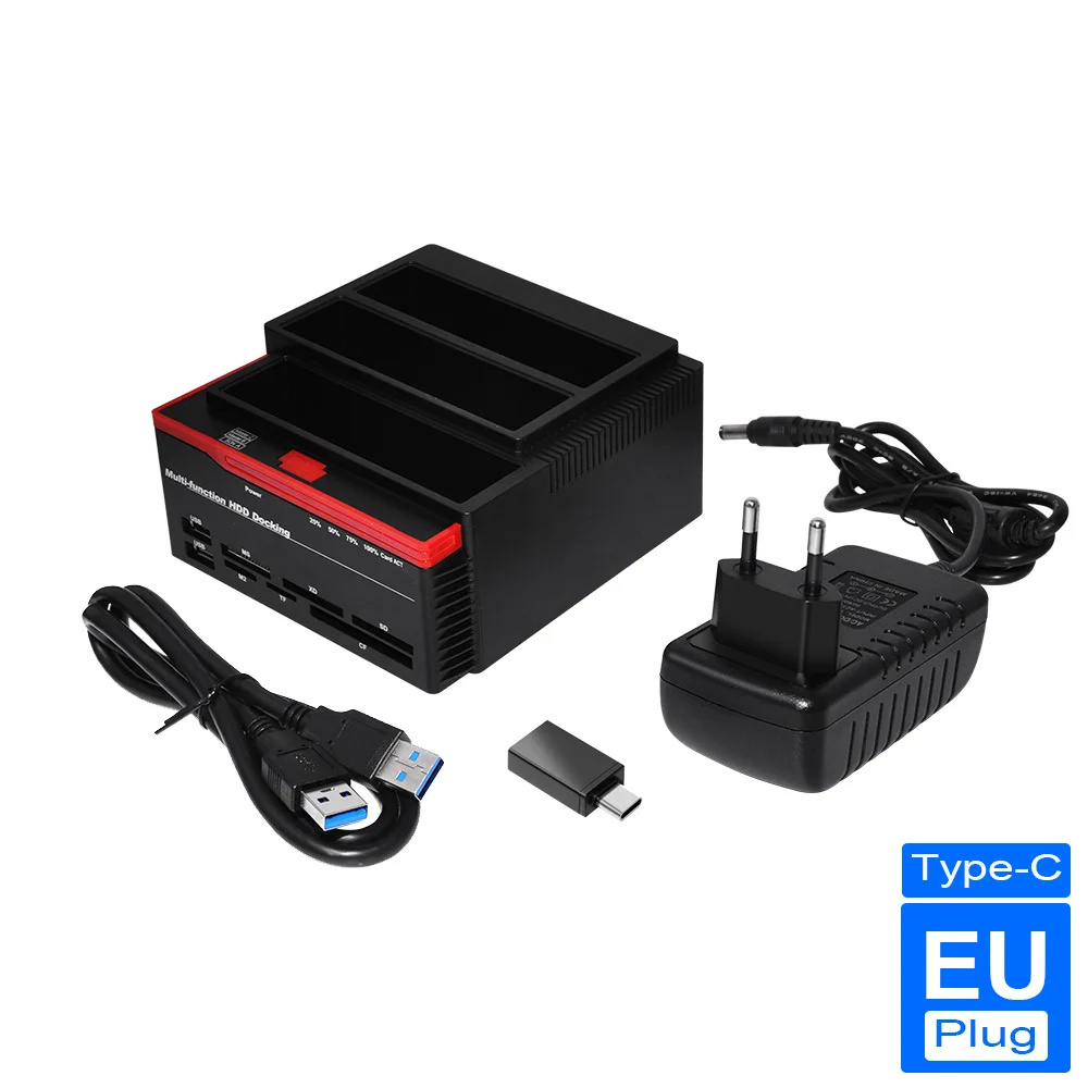 Leitor de base de disco rígido de encaixe de disco rígido IDE, caixa de disco rígido externo de 2,5 polegadas e 3,5 polegadas, leitor de disco rígido HDD externo USB: Prateado