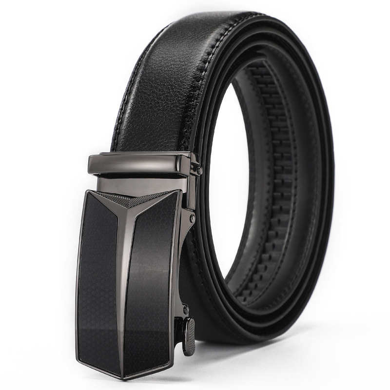 3.5cm snygga herrbälten i metalllegering med automatiskt spänne, svarta bruna bälten i äkta läder, affärsbälten