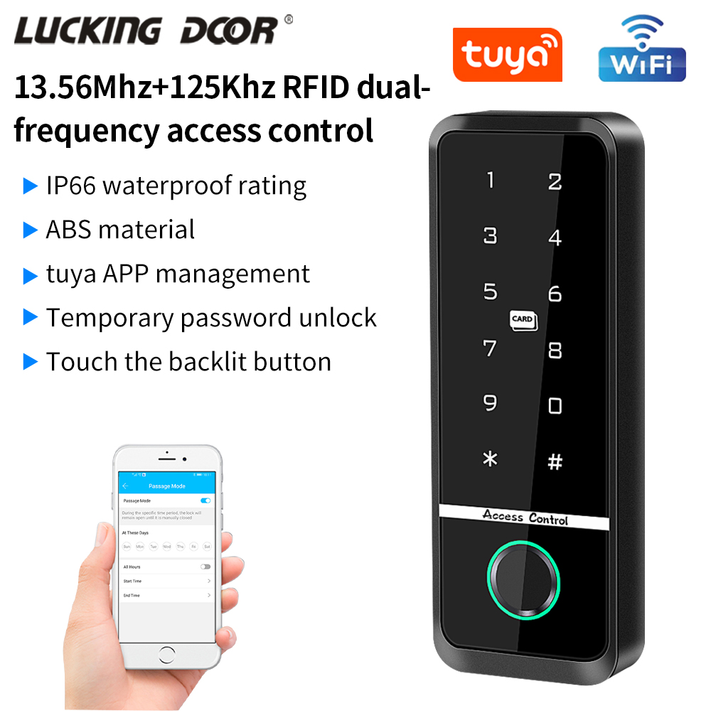 Waterproof Keypad Access Control 125KHZ 13.56MHZ RFID Card Door Entry Backlight WG26 standalone access controller card reader