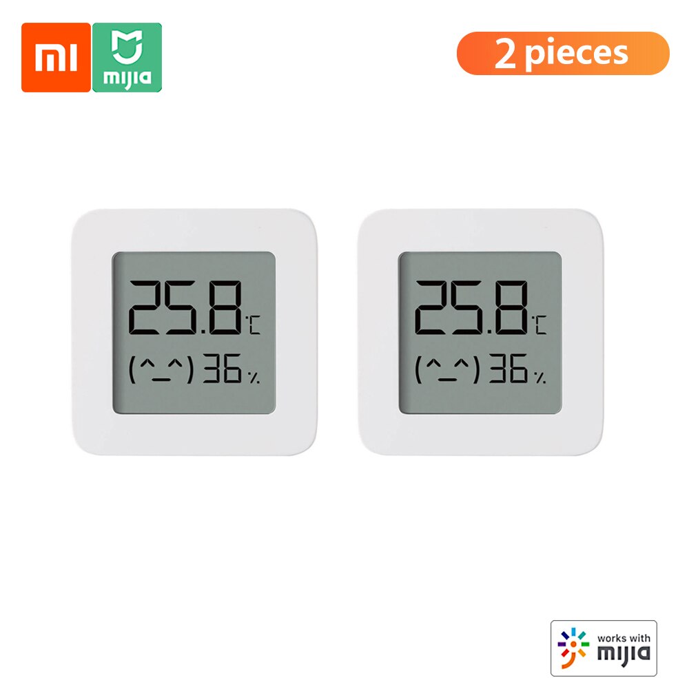4 stk mi xiaomi bt termometer 2 trådløst håndteret smart elektrisk digitalt hygrometer fugtsensor arbejde med mijia app batteri: 2 stk