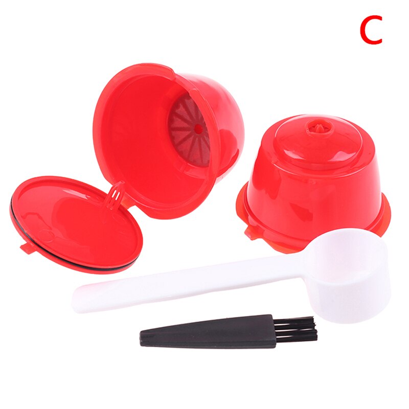 2 unidades de taza de filtro de cápsula de café reutilizable para Nescafe Dolce Gusto filtro cestas Pod suave cápsula rellenable cuchara cepillo: C