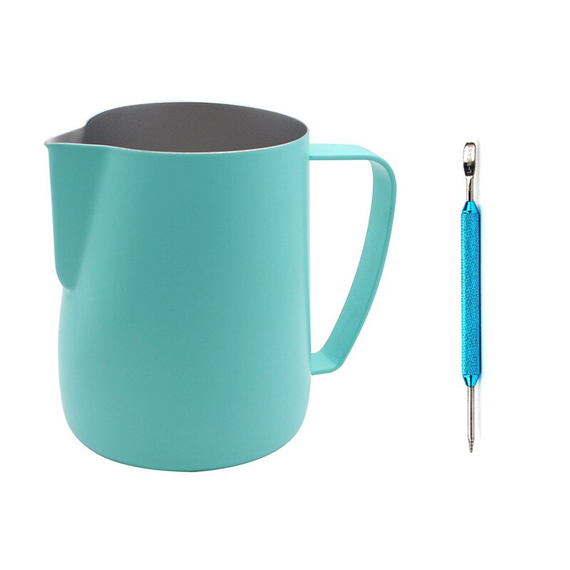 Stainless Steel Milk Frothing Pitcher with Latte Art Pen, 350ml Milk Frothing Jug: Mint Color
