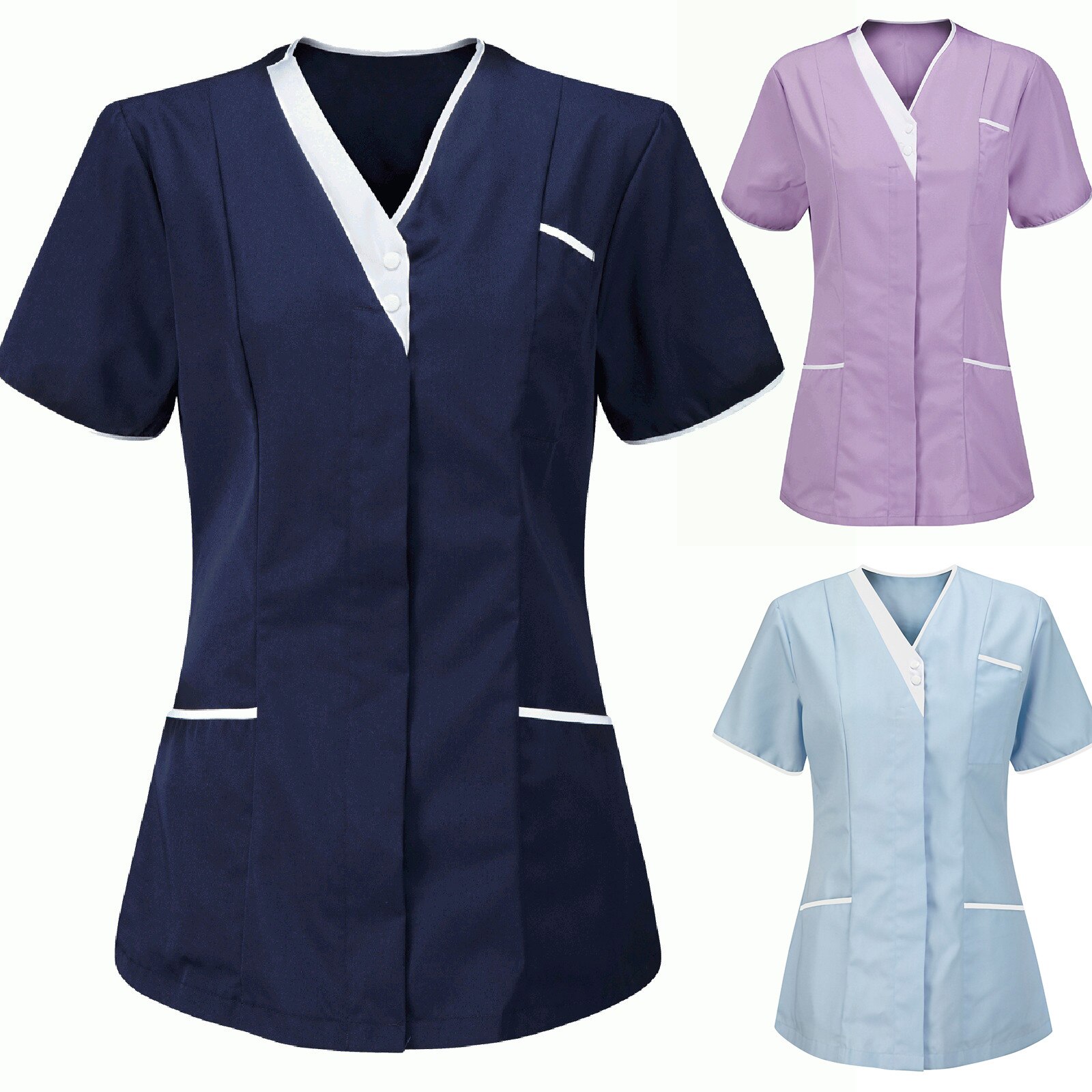 Women's Nurses Tunic Uniform Clinic Carer V-Neck Protective Clothing Tops uniform manicurist all for cosmetologists work clothes