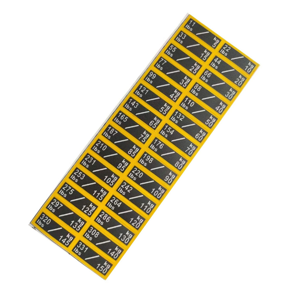 Etiquetas de pila de pesas para equipos de gimnasio, 5-100/150kg, 4,5-90kg, 6,83-100kg, pegatinas de placa de peso con agujeros para pasadores, piezas de máquinas de Fitness: Negro