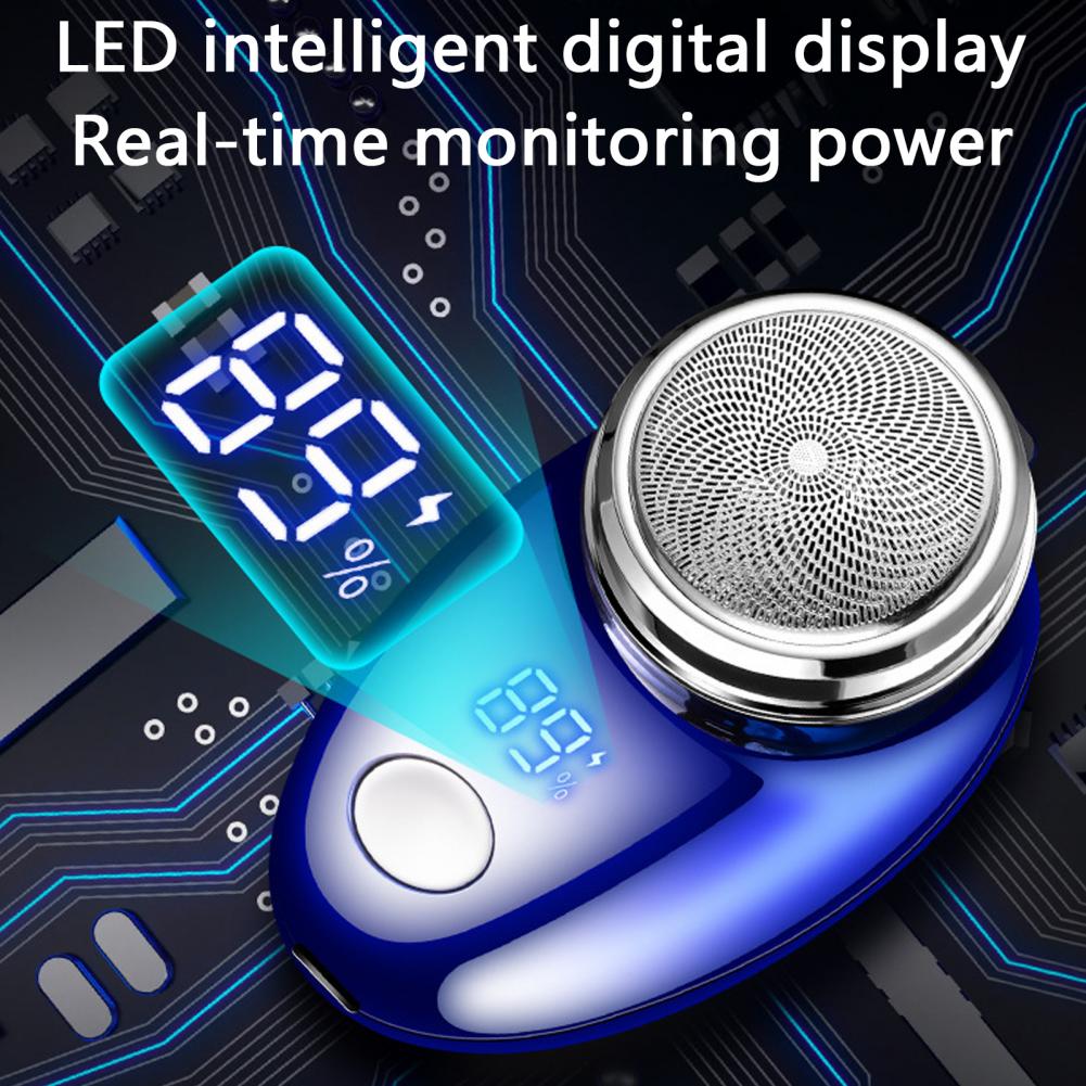 Electric Men Shaver Portable Mini Electric Shaver with Digital Display Type-c Rechargeable Cordless Rotary Razor for Father