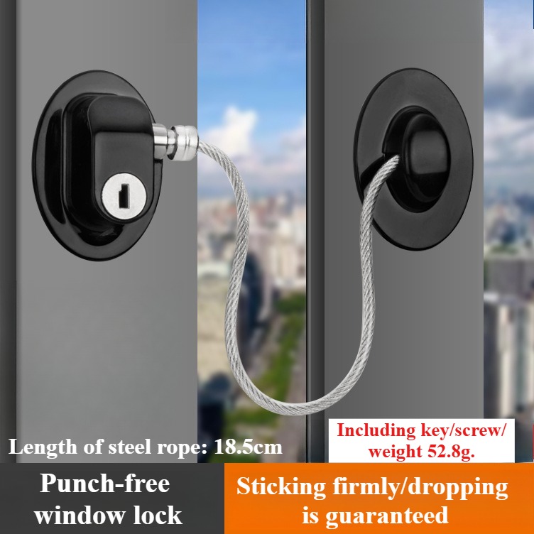 Fechadura de segurança infantil, trava dupla sem perfuração, limitador de janela, alumínio, porta, janela, fechaduras de segurança: Níquel