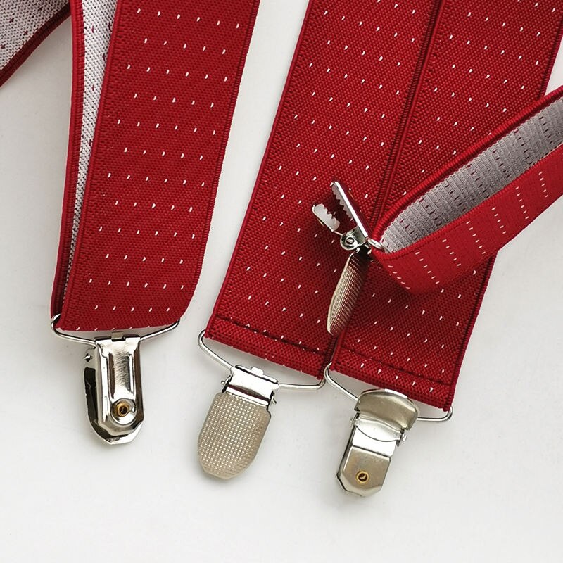 Producto suspensor de puntos en forma de H para hombres y mujeres, tirantes de 3 tamaños para boda, conjunto de camisa, tirante rojo Jujube BD066