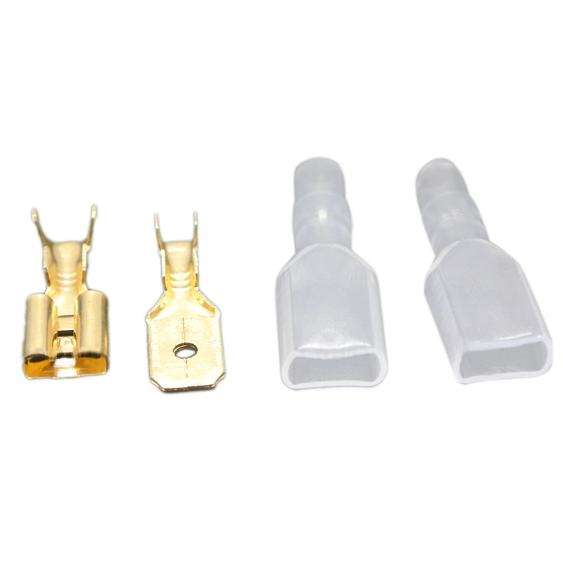 200Pcs/50Pairs Female Male Spade Crimp Terminals Sleeve Wire Wrap Connector for 22-16 Awg 2.8Mm: Default Title
