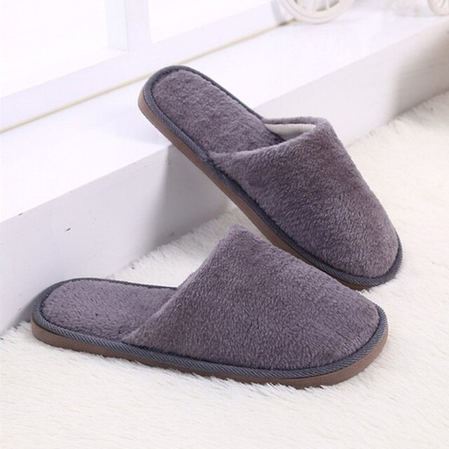 Winter Women House Slippers Faux Fur Warm Shoes Slip On Flats Female Slides Cozy Home Furry Non-Slip Bedroom Slippers: Men Gray EUR 44 45
