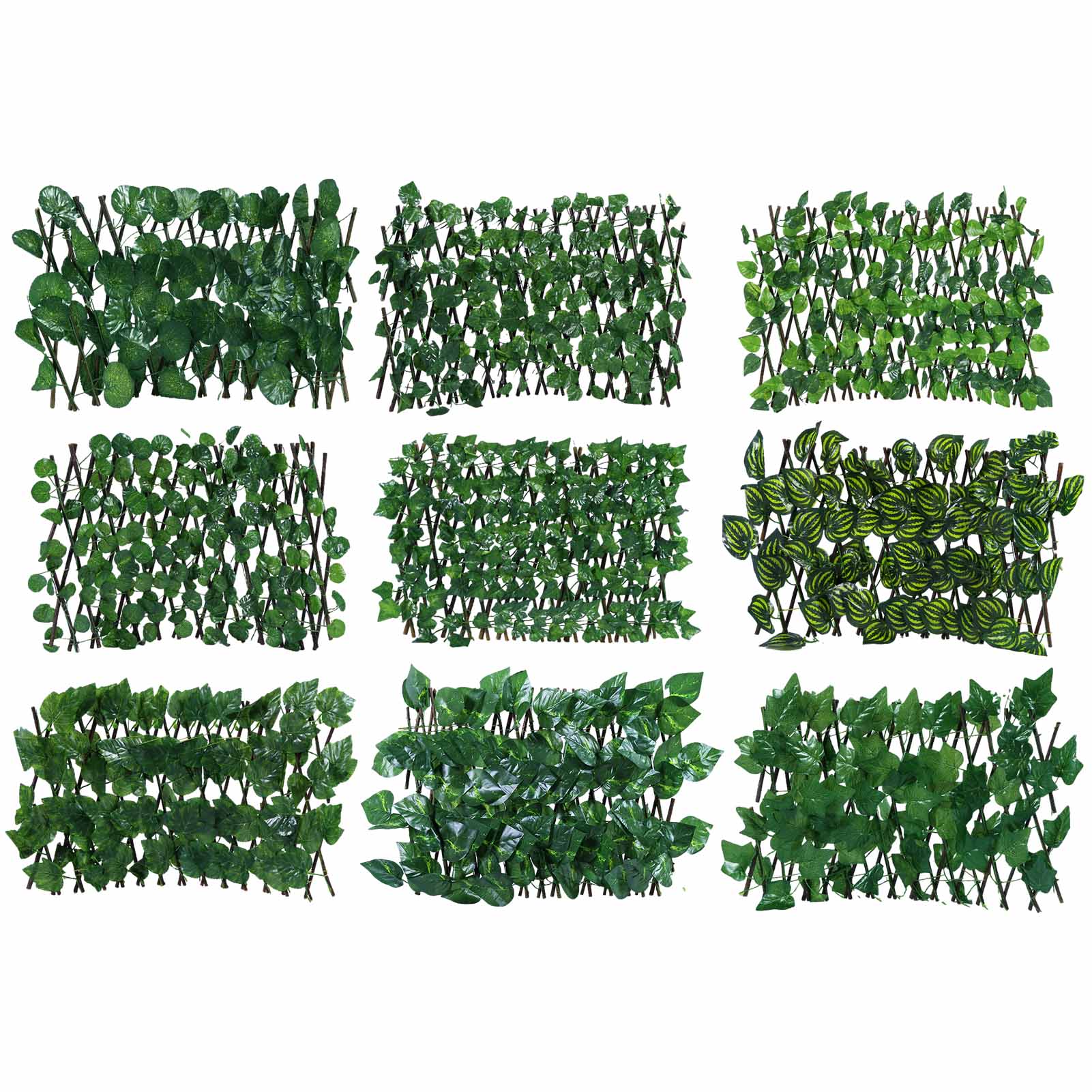 Privacy Fence Screen Wooden Expandable Faux Plant Artificial Leaf Garden Fence Panel Wall Landscaping Backyard Balcony Decor