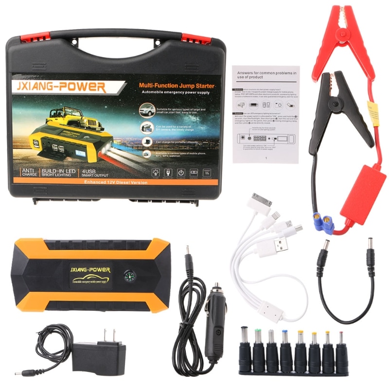 89800mAh 4 USB Portable Car Jump Starter Pack Booster Charger Battery Power Bank