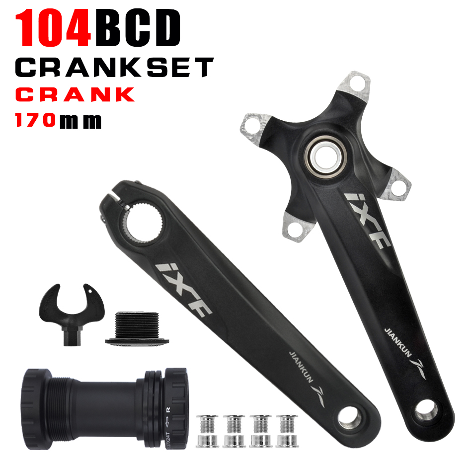 IXF MTB bike crankset bicycle hollow integrated crank modified single disc 104BCD 32 34 36 38 40 42T crankset bottom bracke: WHITE