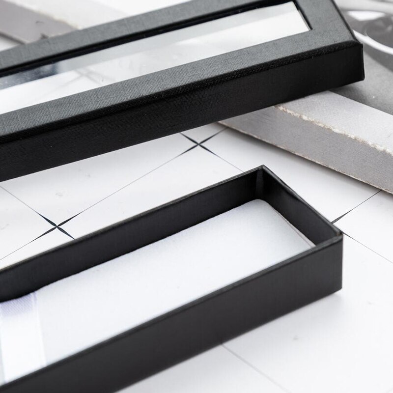 10Pcs/Set Pen Box Transparent Window Pen Box Paper Packaging Metal Pen Box