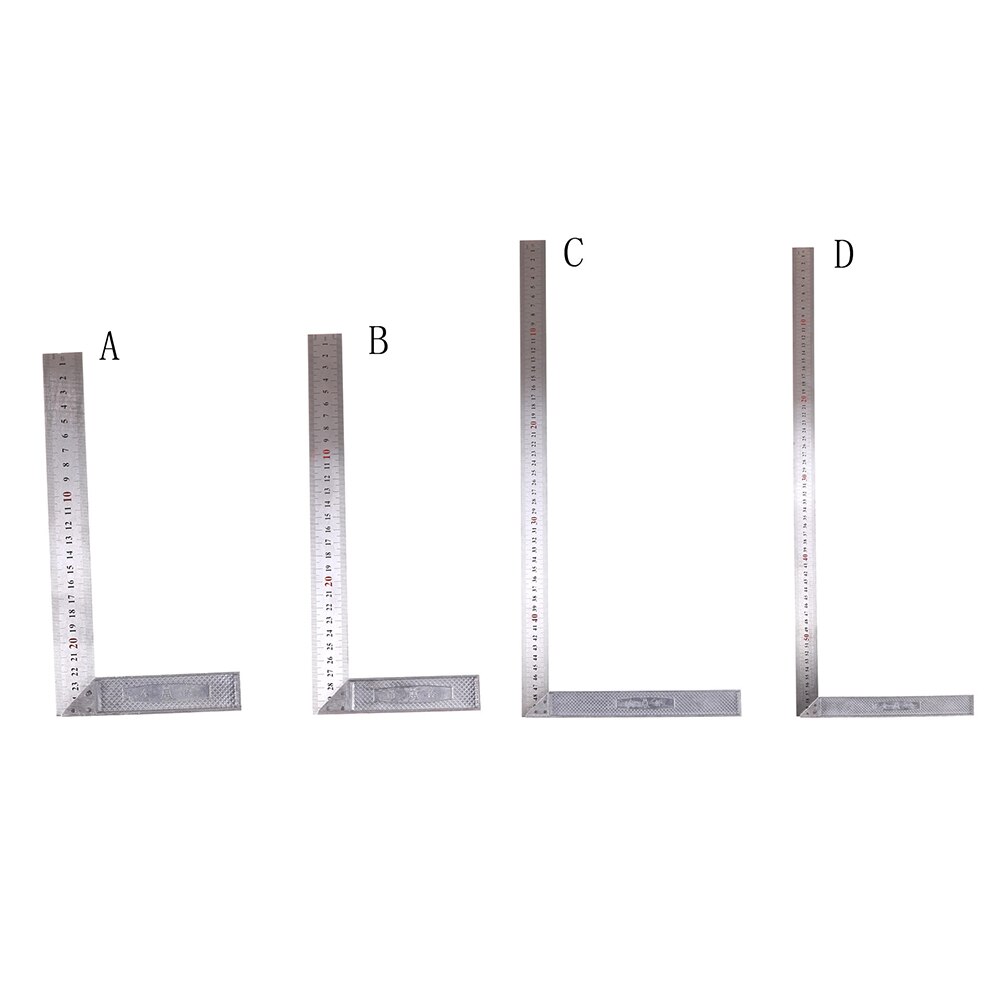 25/30/50/60cm ingeniører i metall prøver å prøve firkantet tre måleverktøy rett vinkel linjal 90 grader måleinstrumenter