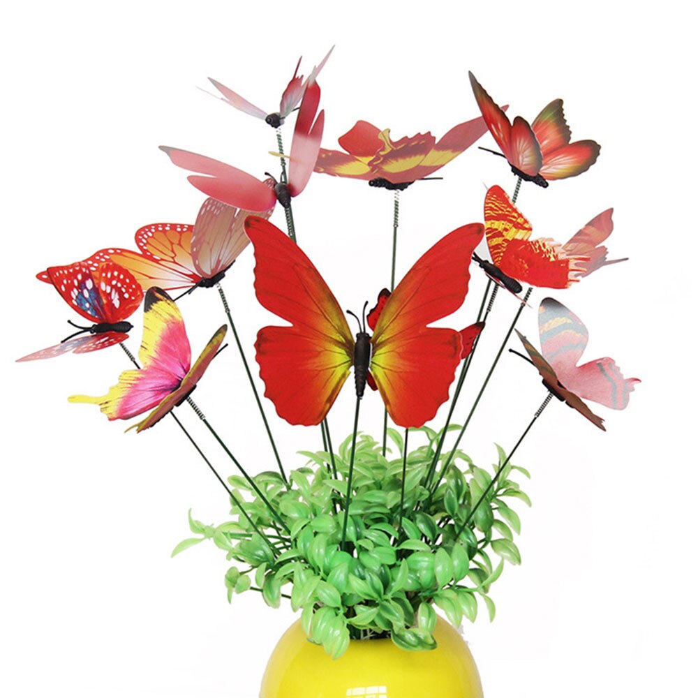 12 stuks Sticks Levensechte Mooie Creatieve Tuin Ornament Vlinder Tuin Decor Gazon Decoratie 3D Tuinieren Outdoor Grasland