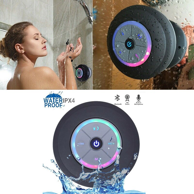 Draadloze Bluetooth Speaker Draagbare Waterdichte Douche Speaker Handsfree Voor Iphone Ipod Android Telefoons MP3: Black