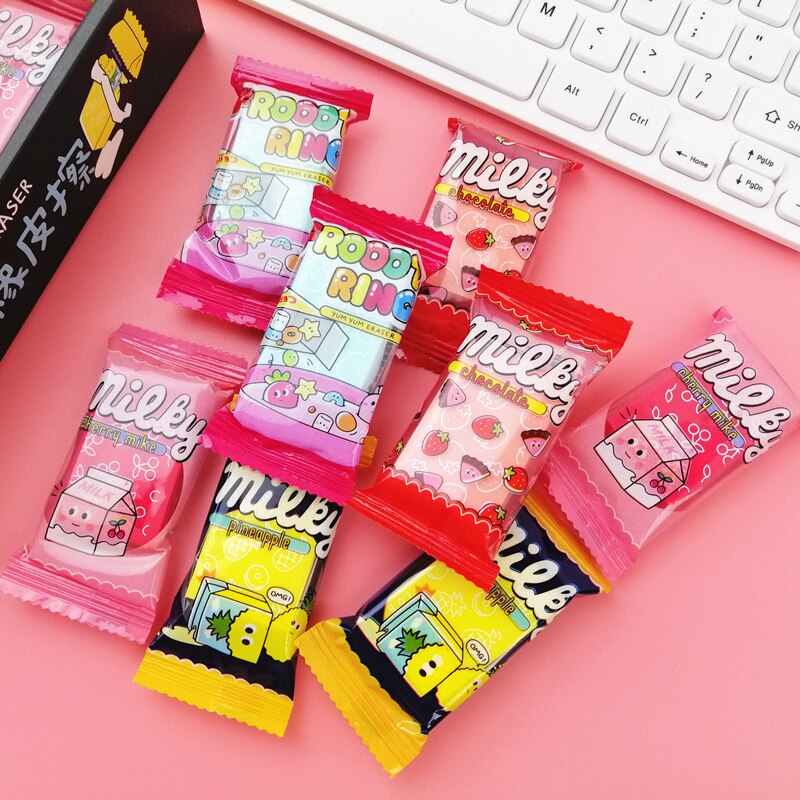 1X kreatywny mleczny cukierki gumowe gumki robić ołówków korekta szkolne biuro rysunek czyszczenie