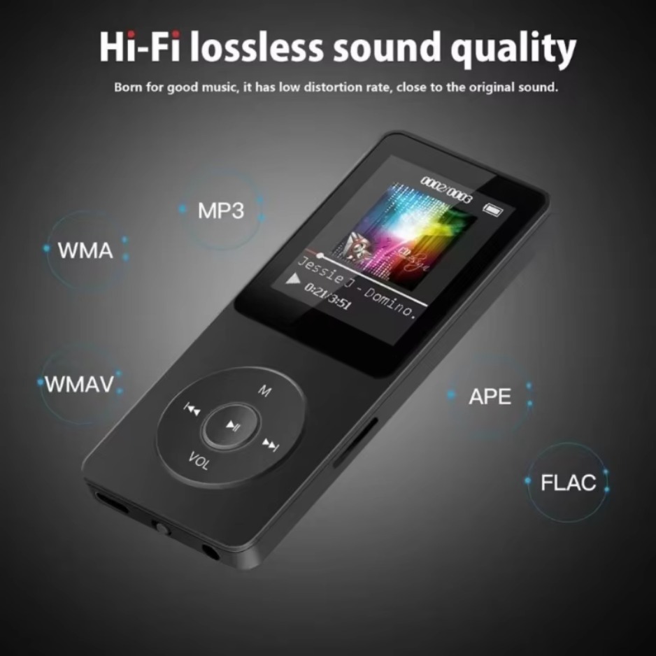 MP3 Player 1.8 in Screen HiFi Lossless Music Player Bluetooth-Compatible5.0 Sports MP3 Player Support FM Radio E-Book Recording
