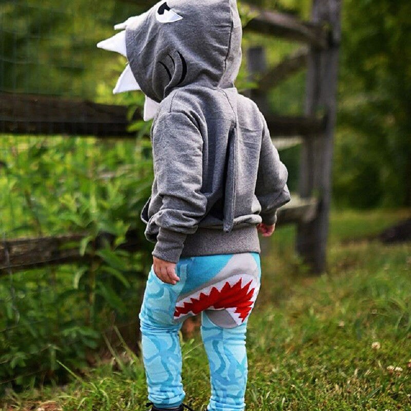 Casual Toddler Kids Boys Shark Hooded Tops Hoodie Pocket Jacket for Boy Coat Outerwear