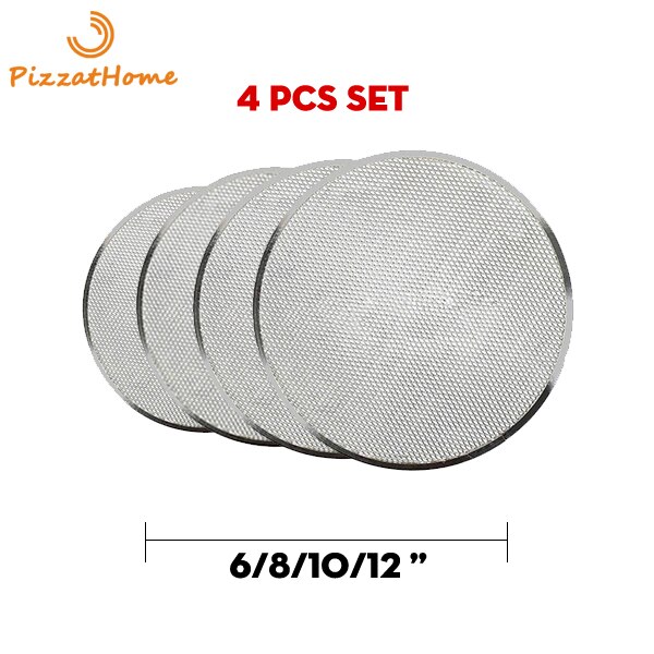 PizzAtHome 6 to 22 inch Pizza Stone Seamless Aluminum Mesh Pizza Pan Baking Screen Round Pizza Tool Oven Accessories Bake Ware: Combination 1