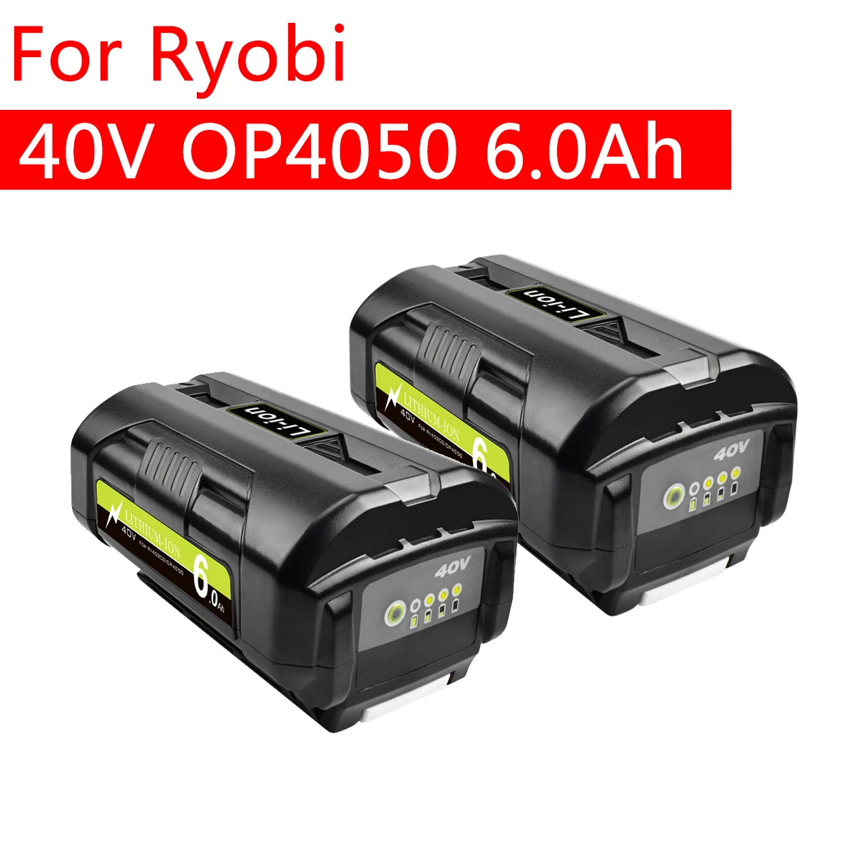 For 40v ryobi 6.0ah li-ion oppladbart batteri for  ry40502 ry40200 40v batterier til trådløse elektroverktøy  op4050 op4026 op40401