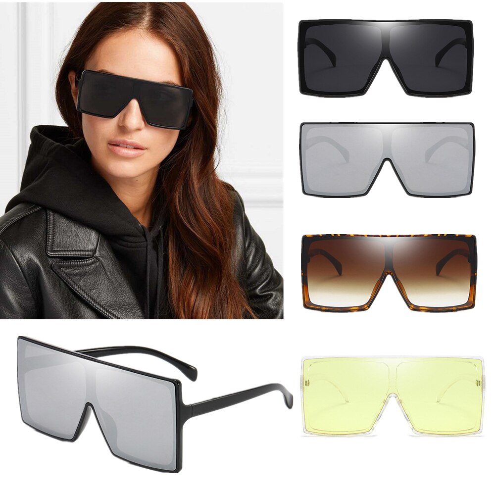 Mode Vierkante Zonnebril Zwarte Glazen Grote Frame Zonnebril Vintage Bril Unisex Driver Bril Oculos Feminino