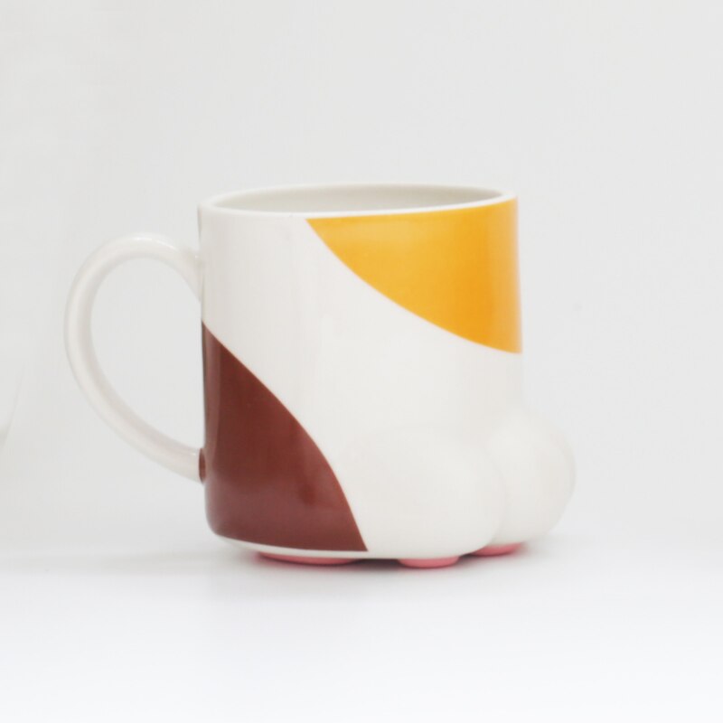 Coffee Mug Ceramic Cat Paw Ceramic Drinking Cup with Lid Milk Mugs Breakfast Oatmeal Cup Cartoon C Cup Caneca