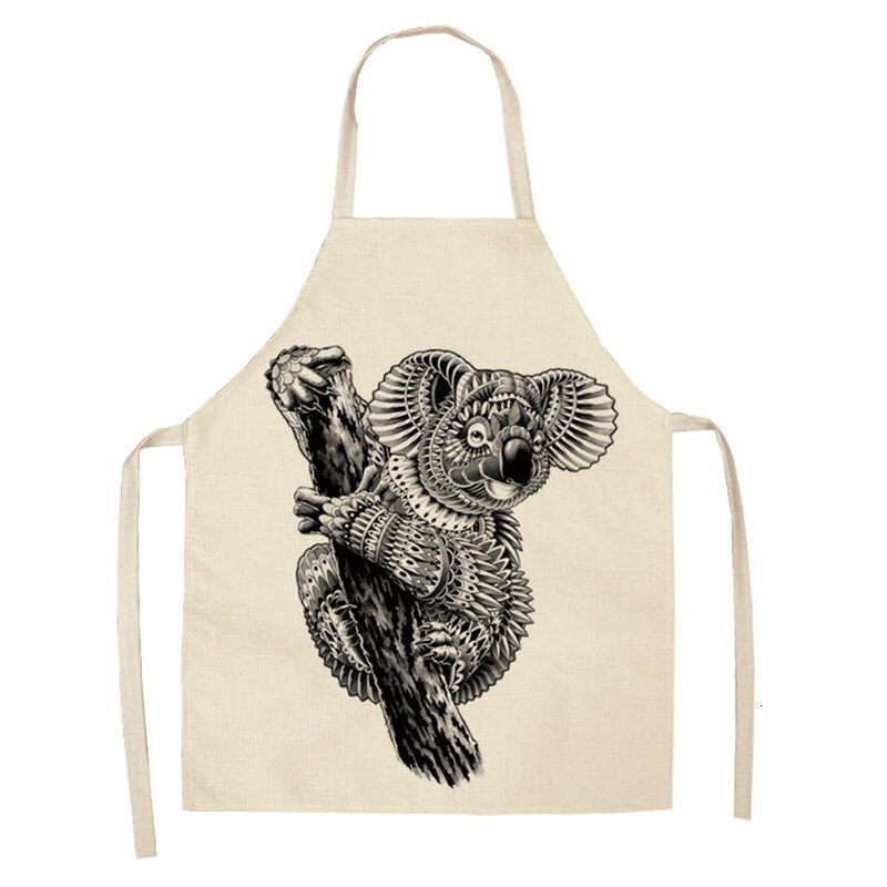 1 stuk uil hert dier keuken chef schort voor volwassenen katoenen linnen slabbetjes huishoudelijke schoonmaak schort thuis koken schorten 53*65cm: 2wq- wql 0079-1