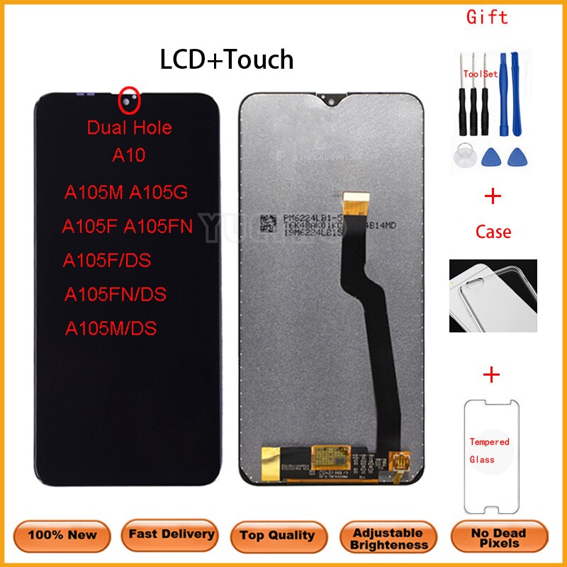 6.2" LCD For Samsung Galaxy A10 A105 A105F SM-A105F LCD Display Screen replacement Digitizer Assembly with Frame: A10 NoFrameWithGift