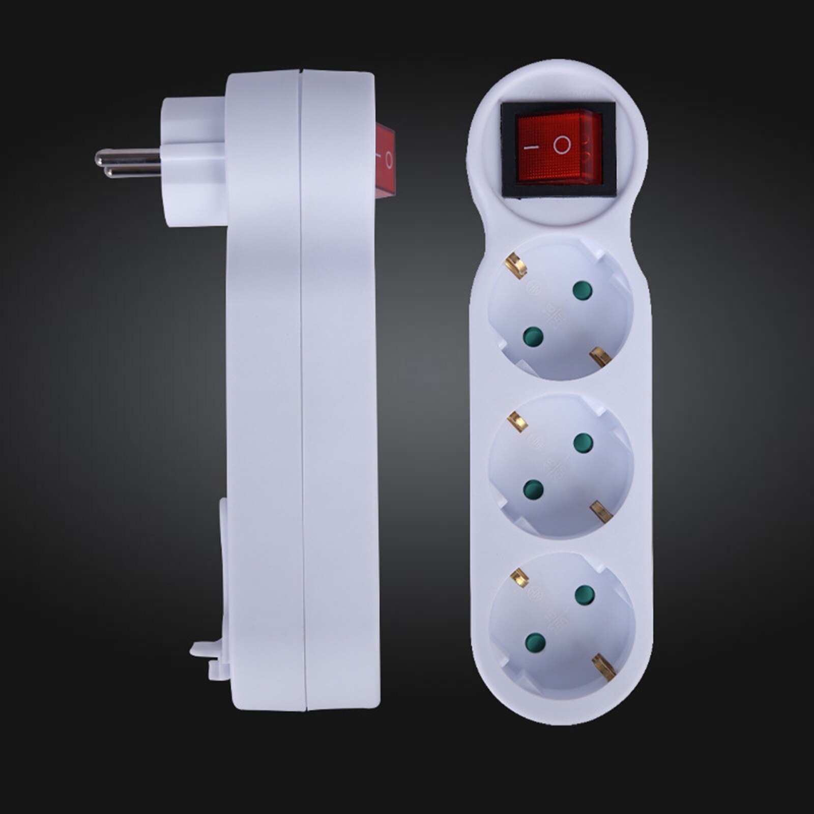 European Standard Electrical Sockets Three Socket 2 Round Plug 3 Hole Socket With Switch On Off