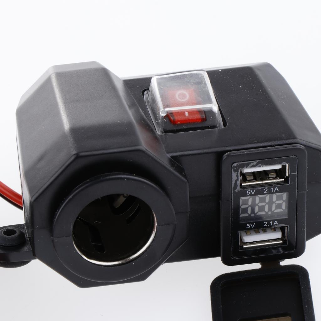 3 in 1 Waterproof 12V Motorcycle Dual USB Charger Cigar Lighter Socket W/ LED Voltmeter Accessories Parts for Motorcycle
