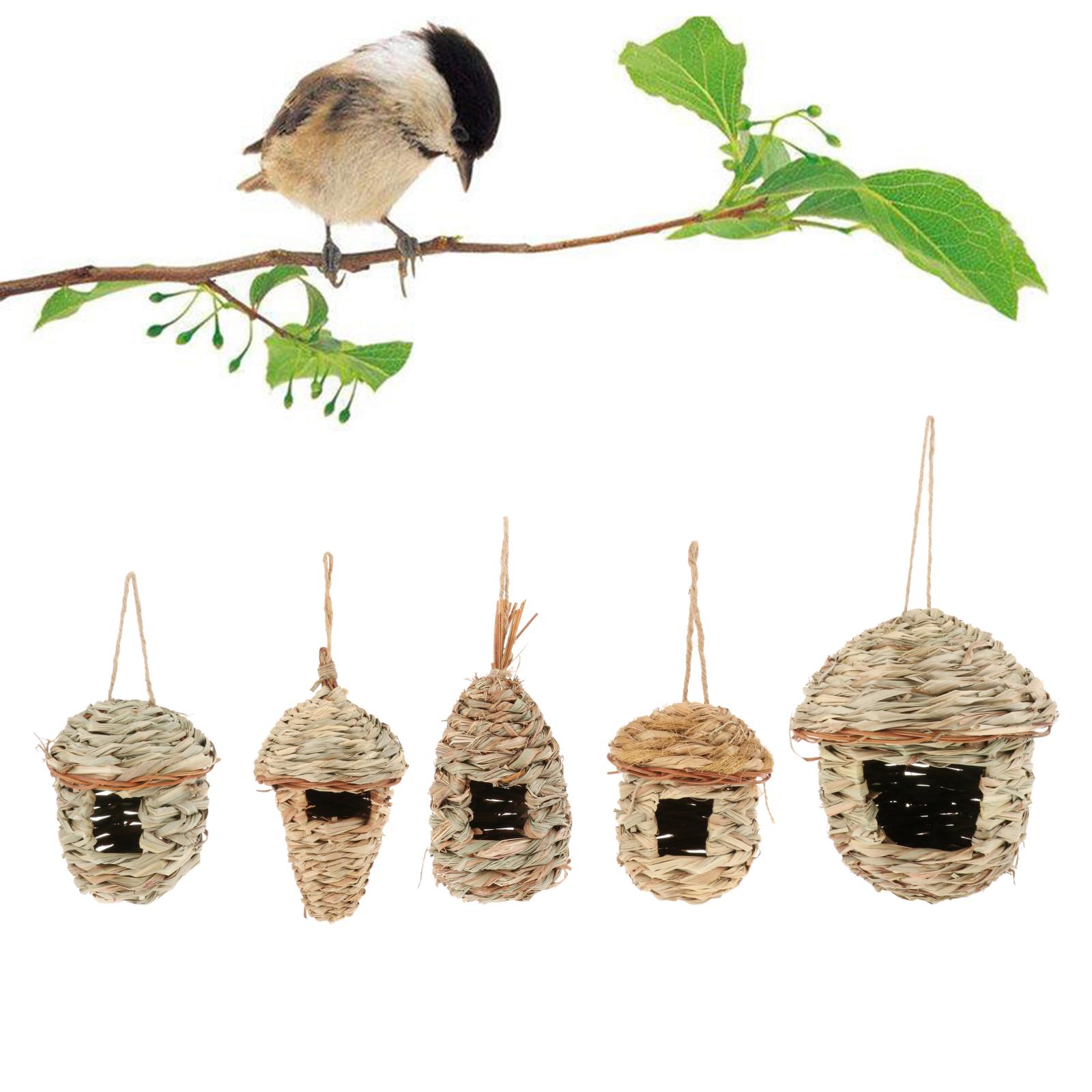 Buiten Opknoping Vogelhuisje Natuurlijke Hand Geweven Vogelnest Hut Voor Vink Kanarie