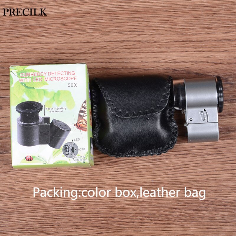2 LED 1UV Light 50X Handheld Microscope Magnifier Small Loupe Mirror Magnifying Glasses Jewelry Antique Calligraphy and Painting