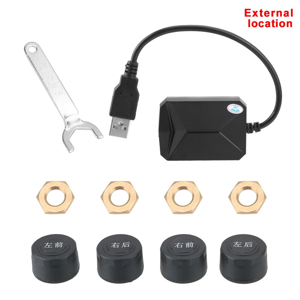 LEEPEE Display Alarm System Android Navigation Car Radio 5V Internal 4 Sensors USB Android TPMS Tire Pressure Monitoring System: External