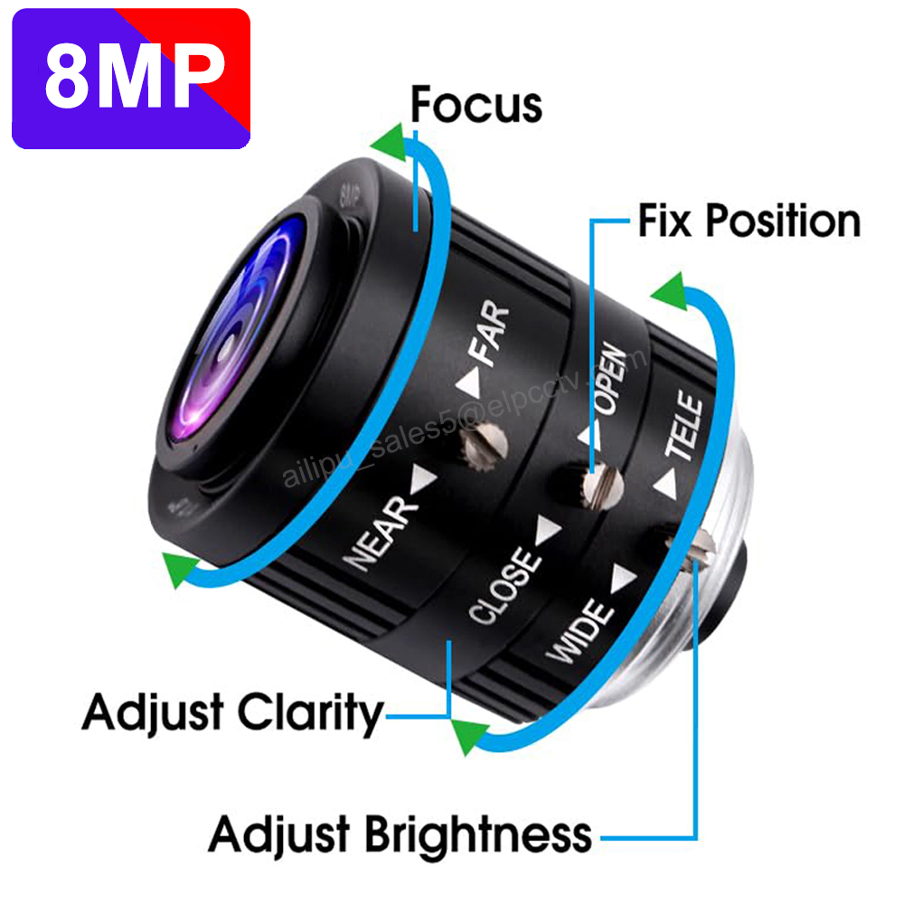ELP 8MP High Resolution 3.6-10mm Zoom Lens with C/CS Mount 1/1.8" F1.4 Manual Focus 3X Zoom Lens for ELP USB Cameras