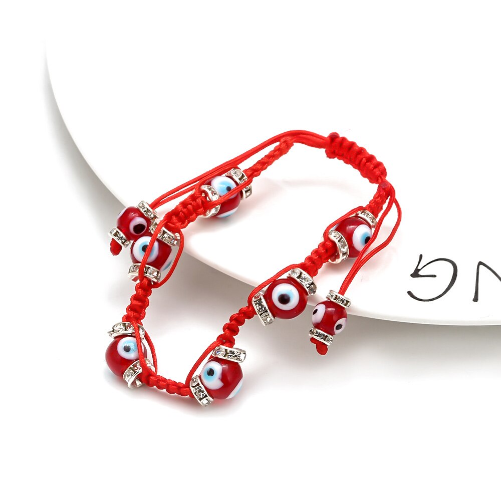 Lucky Eye Turkse Evil Eye Bead Gevlochten Armband Zwart Blauw Rood Touw Ketting Armband Verstelbare Voor Vrouwen Meisjes Handgemaakte Sieraden