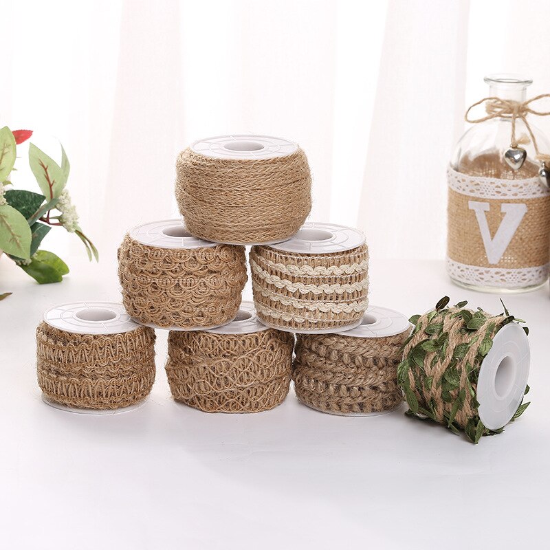 1pcs/lot handmade just rope DIY wedding Christmas green leaf hemprope decoration Craft hemp rope multi style roll lace ribbon