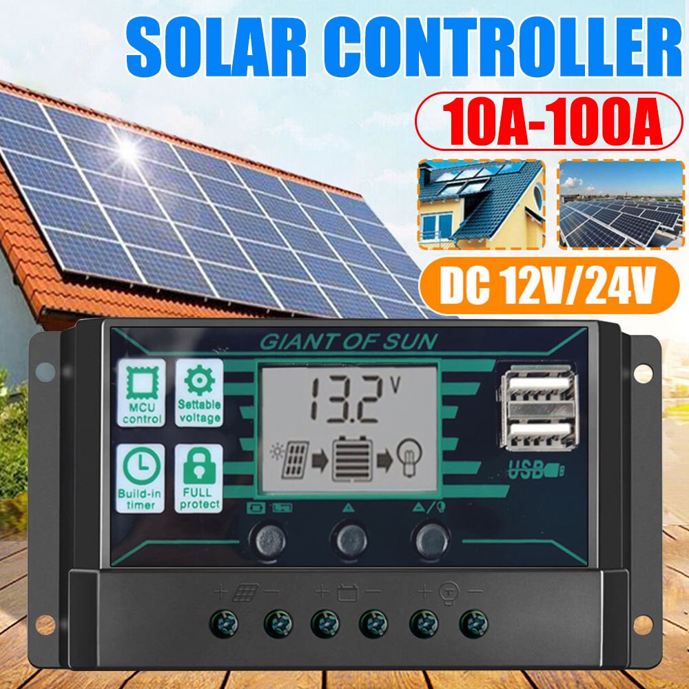 LCD Display DC12V/24V/48V PWM Controller PWM Solar Charge Outdoor Overpressure Regulator CE Regulato 10A-100A PWM Solar