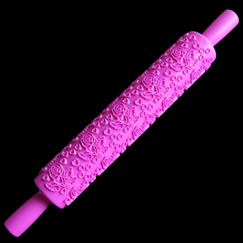 1 Pcs Pastic Non-stick Fondant Rolling Pin Embossing Cake Deeg Roller Decorating Cake Roller Ambachten Diy Bakken Keuken gereedschap: 11
