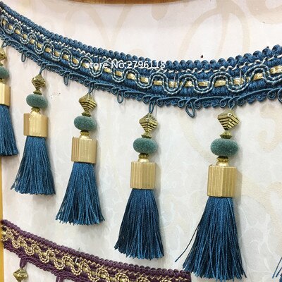 ! 5 Meter/12 Cm Lange Tassel Fringe Voor Gordijnen Lint Kant Accessoire Naaien Latin Jurk Kledingstuk Gordijn Accessoires: Blue