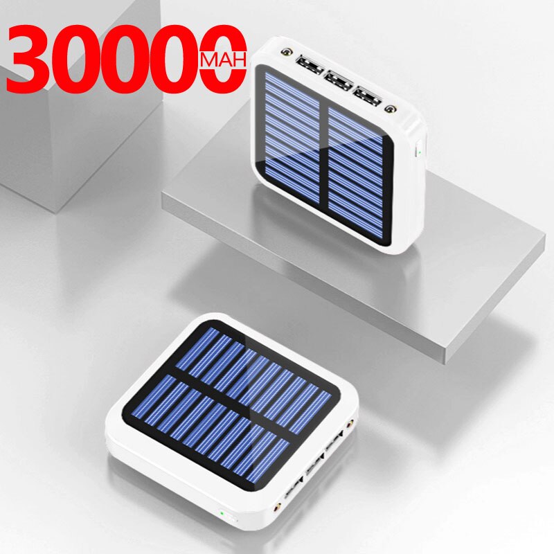 Batterie portable solaire 30000mAh chargeur 3 téléphone intelligent Port USB en plein air d'urgence pratique Mobile puissance chargeur de téléphone portable