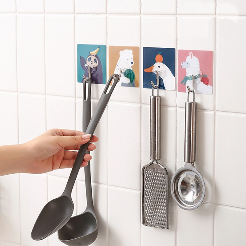 Wall Hooks Sticky Hook Hanger Adhesive Sticker Home Decor Cartoon Hook Wall Hanging 7cm Waterproof Nail-Free Invisible Sticker