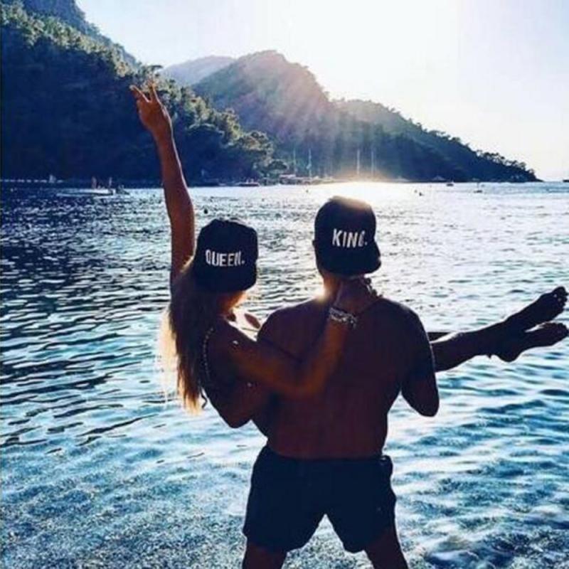 KING QUEEN Embroidery Snapback Hat Acrylic Men Women Couple Baseball Cap Hip-hop Sport Caps