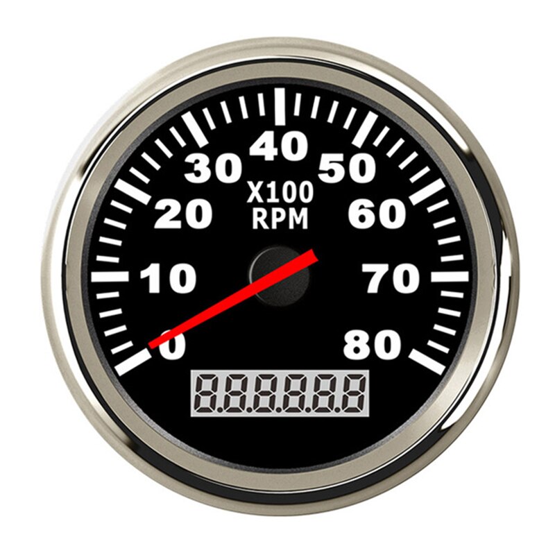 Auto Boot Drehzahlmesser Marine Tacho Meter Gauge LCD Betriebsstundenzähler 12V/24V Für Auto Auto Boot Lkw 8000 RPM