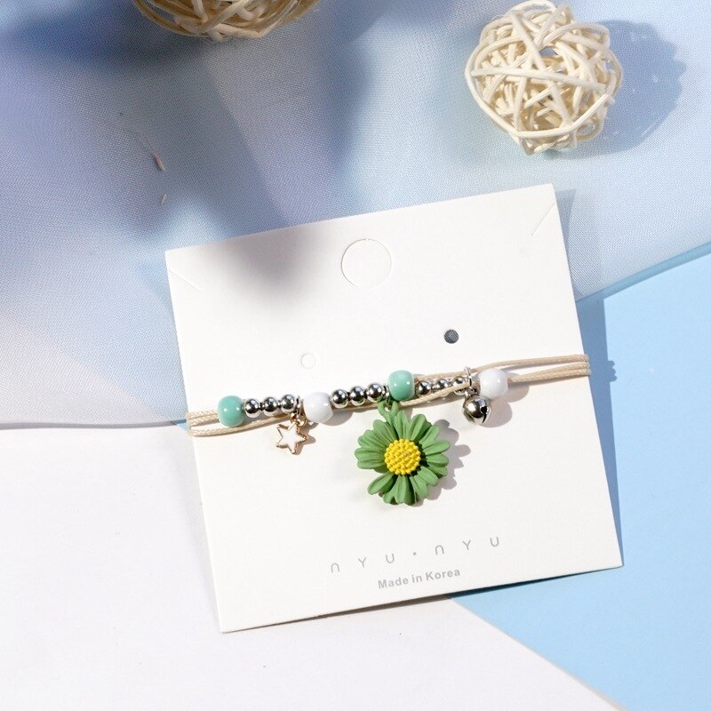 FIMAODZ Süße Blume Gänseblümchen Armbinde Perlen Getrocknete Blumen Löwenzahn Blüte Bunte Charme Armbänder für Frauen Mädchen