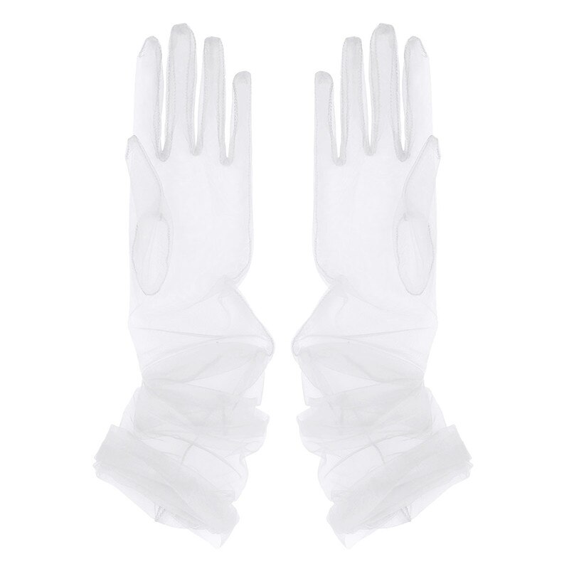 Hochzeit Frauen Braut Handschuhe transparent Tüll Volle Finger Lange Handschuhe Handschuhe Braut Handschuhe Für Abendkleid Party Zubehör: Beige
